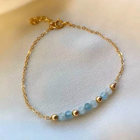 Collection Bracelet Fin en Pierres Naturelles Facettées de 3mm & Chaîne Or