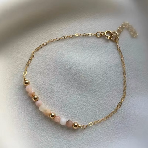 Collection Bracelet Fin en Pierres Naturelles Facettées de 3mm & Chaîne Or