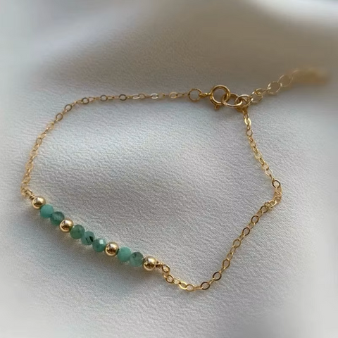 Collection Bracelet Fin en Pierres Naturelles Facettées de 3mm & Chaîne Or