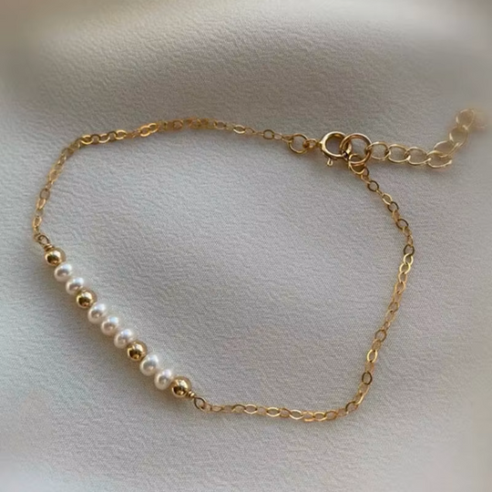 Bracelet Fin "Pierre de Juin" - Perles Naturelles & Chaîne Or