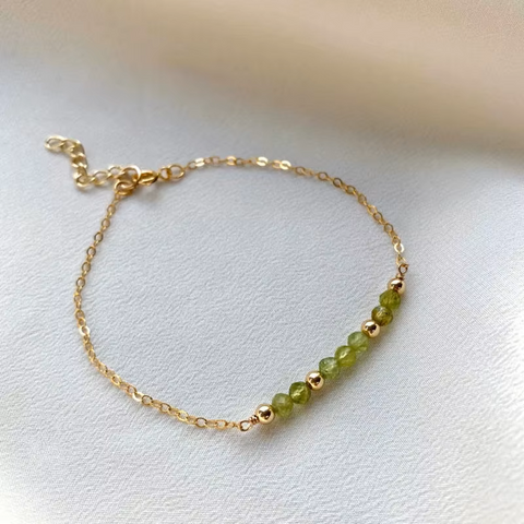 Collection Bracelet Fin en Pierres Naturelles Facettées de 3mm & Chaîne Or