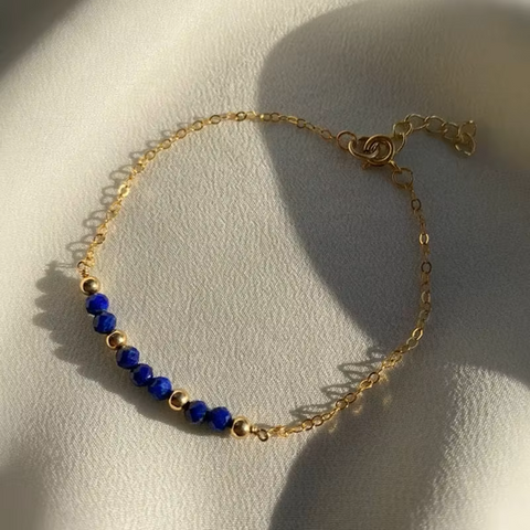 Collection Bracelet Fin en Pierres Naturelles Facettées de 3mm & Chaîne Or