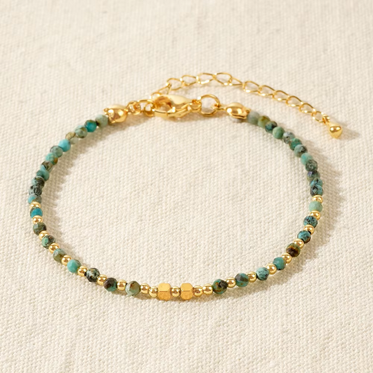 Bracelet Fin "Évolution Positive" - Turquoise Africaine & Or