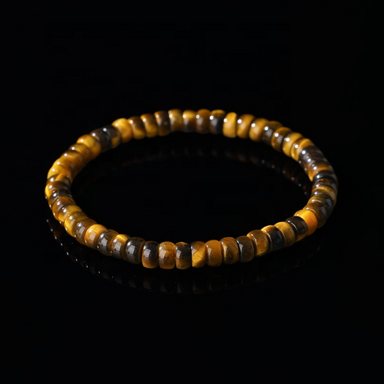 Bracelet Heshi "Oeil de Tigre" - Perles Naturelles Coupe Droite (6mm)