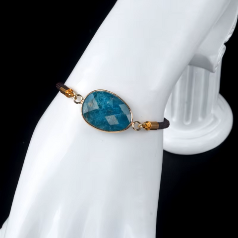 Collection Bracelets Médaillon Poire Facettée en Pierres Naturelles