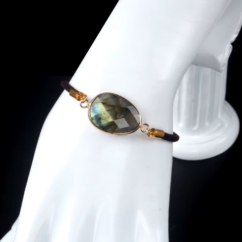 Collection Bracelets Médaillon Poire Facettée en Pierres Naturelles