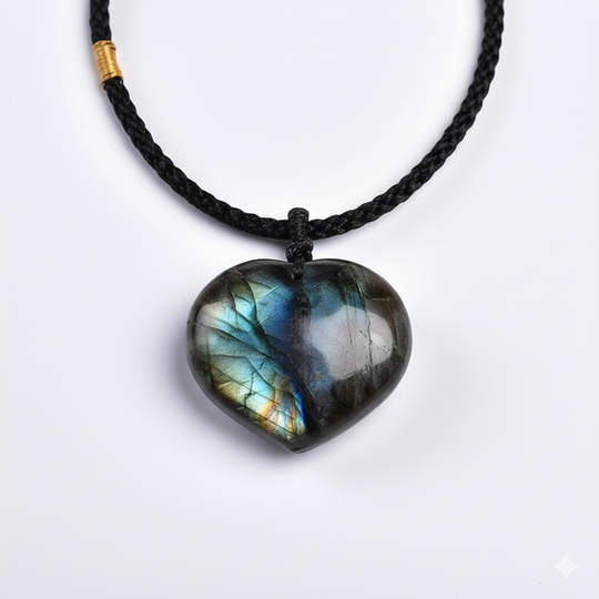 Talisman de Protection - Pendentif Cœur Labradorite (3 cm)