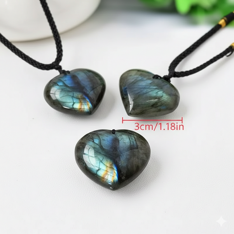 Talisman de Protection - Pendentif Cœur Labradorite (3 cm)