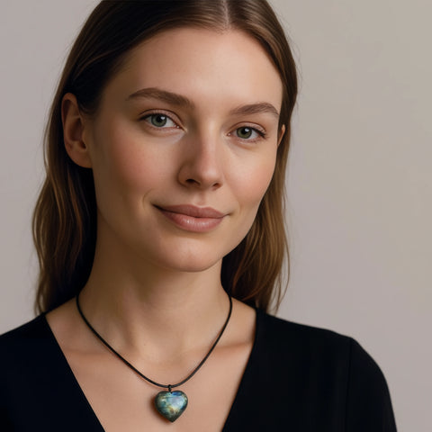 Talisman de Protection - Pendentif Cœur Labradorite (3 cm)