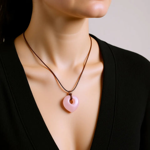 Pendentif Talisman Chance & Bénédiction - Cœur en Pierre Naturelle