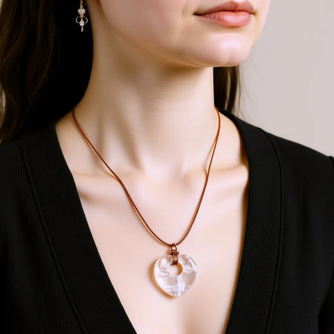 Pendentif Talisman Chance & Bénédiction - Cœur en Pierre Naturelle