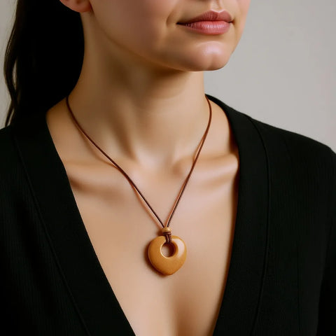 Pendentif Talisman Chance & Bénédiction - Cœur en Pierre Naturelle