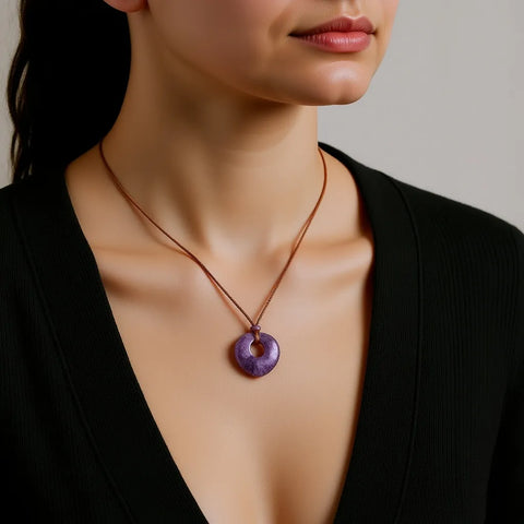 Pendentif Talisman Chance & Bénédiction - Cœur en Pierre Naturelle