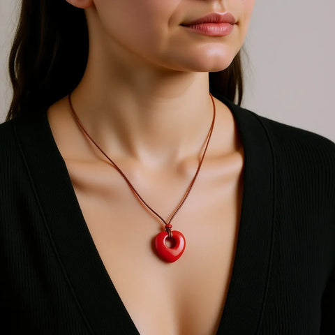 Pendentif Talisman Chance & Bénédiction - Cœur en Pierre Naturelle