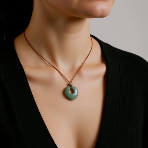 Pendentif Talisman Chance & Bénédiction - Cœur en Pierre Naturelle