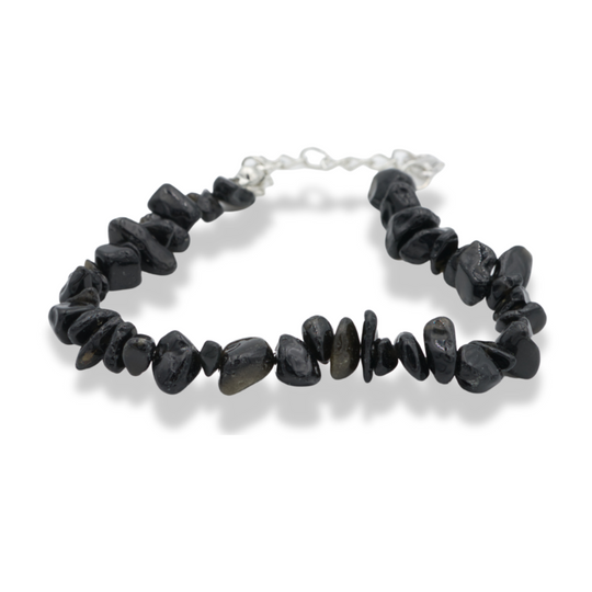 Bracelet “Chips” en Obsidienne Noire, Ajustable