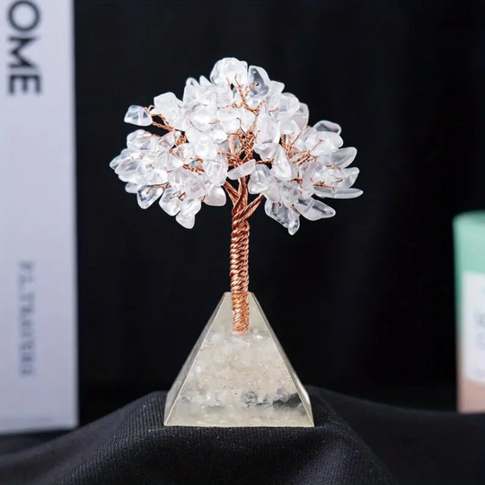 Kristallbaum mit Orgone-Pyramidenbasis - Reinheit und positive Energie