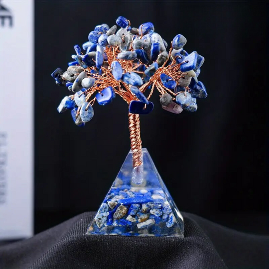 Lapis Lazuli Baum mit Orgone Pyramidenbasis - Weisheit und Harmonie