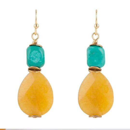 Pendants d'oreilles en jade miel mélangé