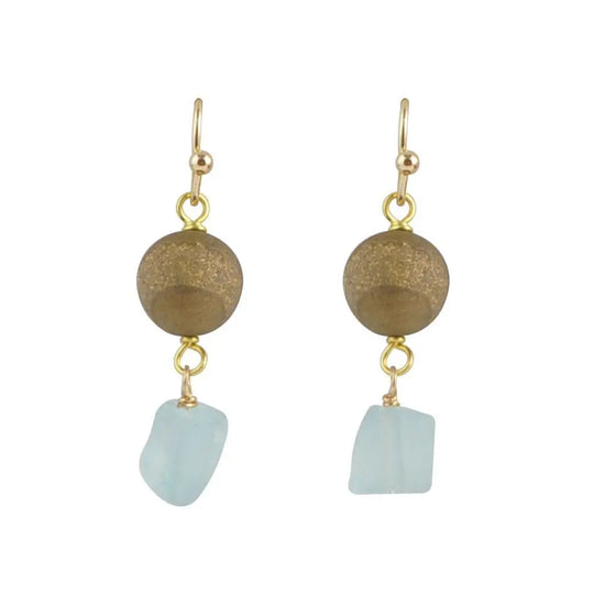 Boucle d'oreille planète en verre et or