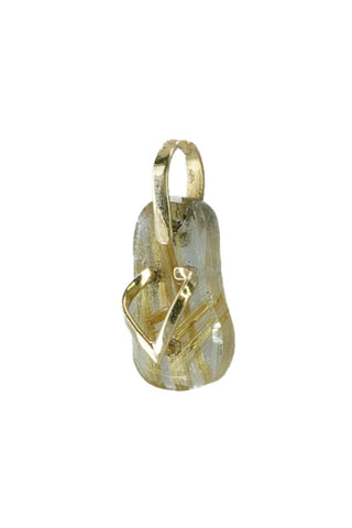 Pendentif en or jaune en forme de sandale et quartz rutile