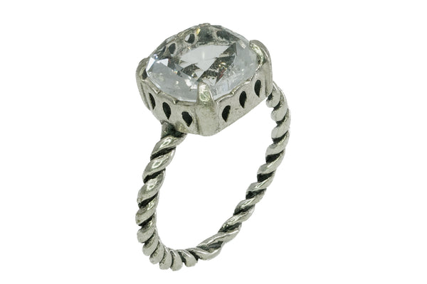 Bague en argent avec cristal blanc - Gemio.ch