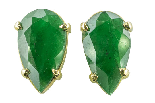 Boucles d'oreilles en or jaune et émeraudes