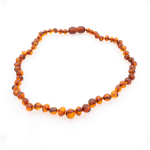 Collier Ambre Bébé Perles Baroques - Cognac