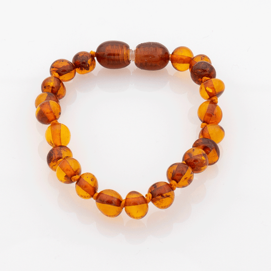 Baby Bernsteinarmband Barockperlen - Honig