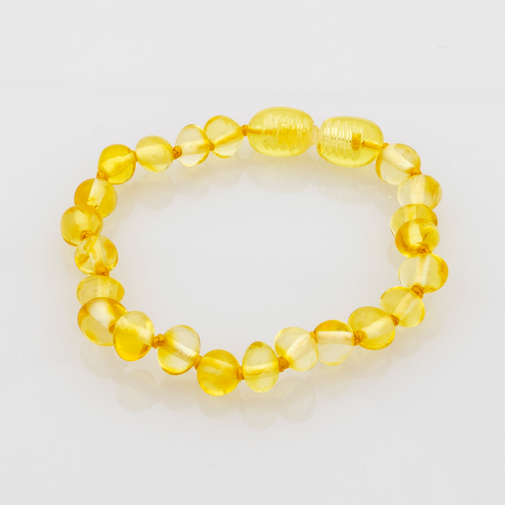Bracelet Ambre Bébé Perles Baroques - Citron