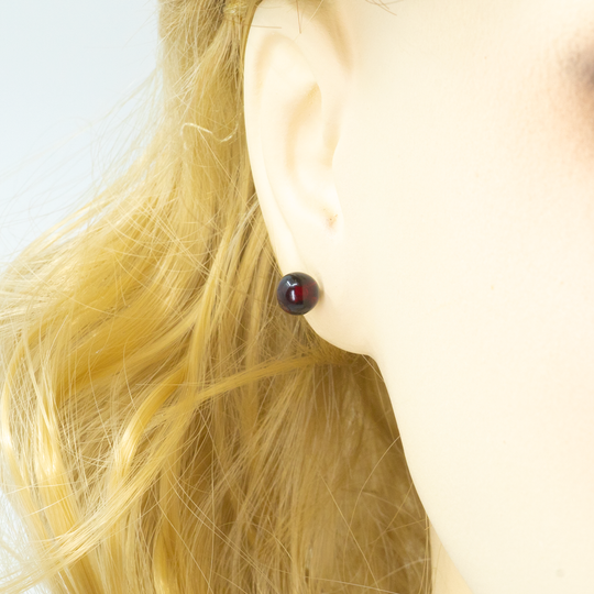 Clous d'oreilles Ambre Perle et Argent Sterling - Cerise