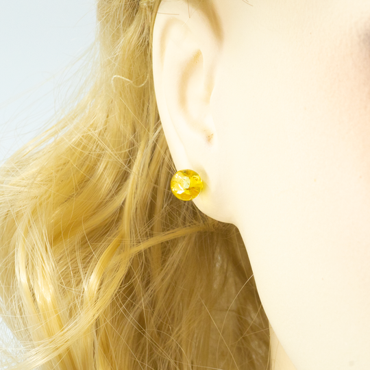 Clous d'oreilles Ambre Perle et Argent Sterling - Citron