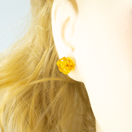 Clous d'oreilles Ambre Rose et Argent Sterling - Miel