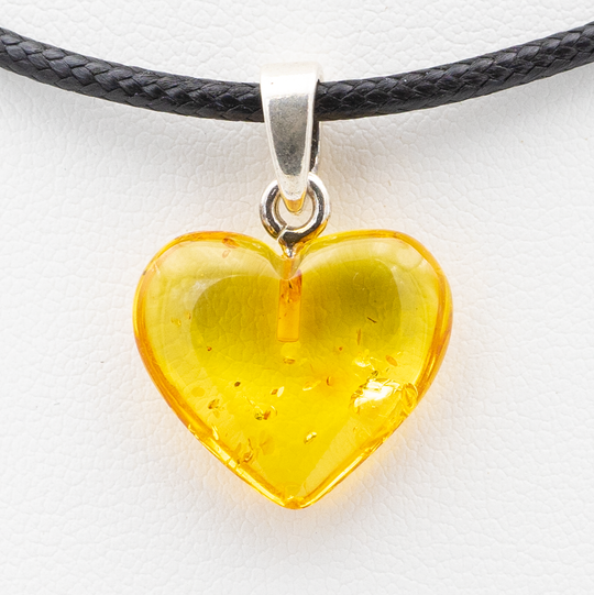 Pendentif Ambre Coeur et Argent Sterling - Citron