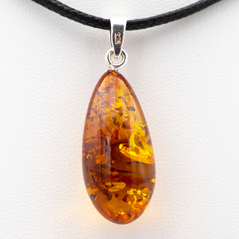 Pendentif Goutte Ambre - Cognac