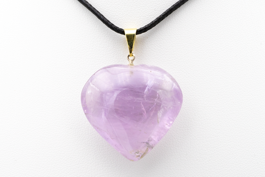 Pendentif Coeur en Quartz Violet 2.8 cm
