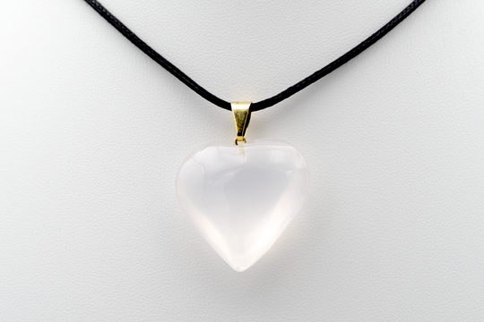 Pendentif Coeur en Quartz Laiteux 2.6 cm
