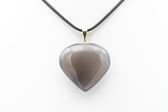 Pendentif Coeur en Quartz Gris-Bleu 3 cm