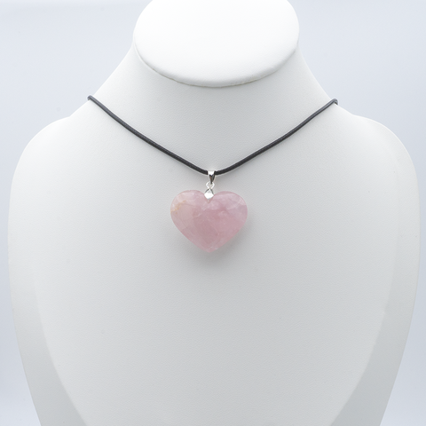 Pendentif Coeur en Quartz Rose - 2.5 cm