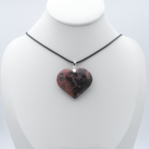 Pendentif Coeur en Rhodonite