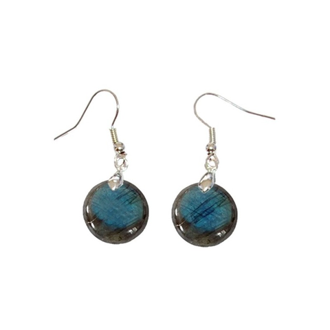 Boucles d'Oreilles Labradorite Rond