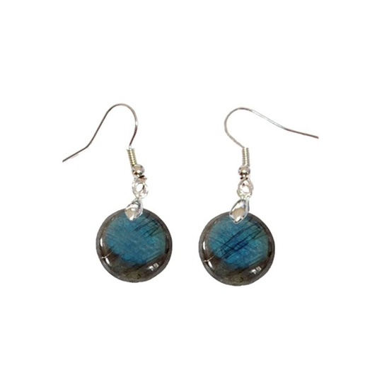 Boucles d’Oreilles Labradorite Rond – Protection & Éclat Naturel