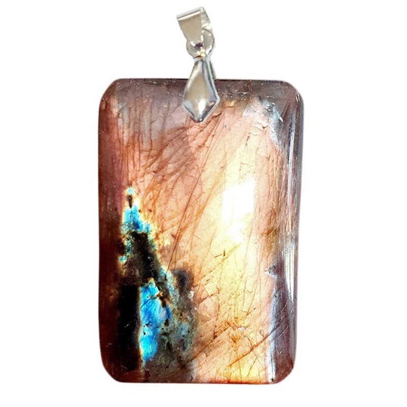 Pendentif Labradorite Noire Rectangle – Protection, Aura & Charisme