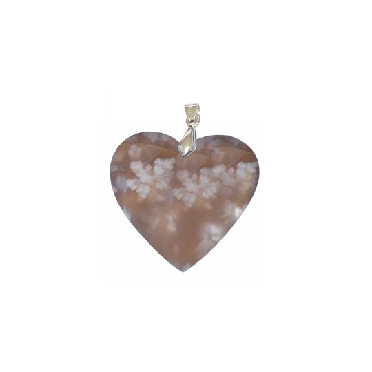 Pendentif Agate Fleur Cœur – Harmonie émotionnelle et douceur protectrice