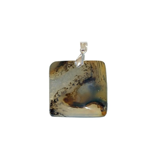 Pendentif Agate Fleur Carré – Équilibre, courage et sérénité intérieure