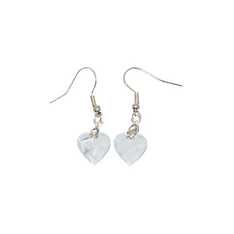 Boucles d'Oreilles Cristal de Roche Cœur