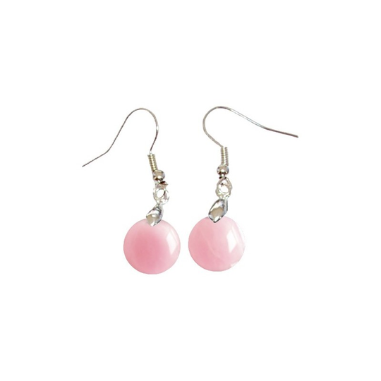 Boucles d’Oreilles Quartz Rose Rond – Douceur, Amour & Harmonie