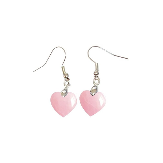Boucles d’Oreilles Quartz Rose Cœur – Amour, Douceur & Guérison Émotionnelle