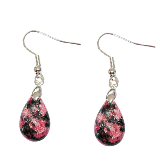 Boucles d’Oreilles Rhodonite Goutte – Sérénité, Courage & Renouveau