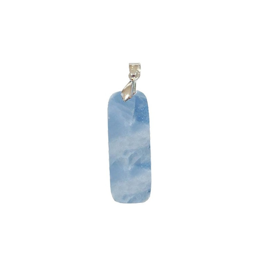 Pendentif Calcite Bleue Rectangle Fin – Sérénité, Clarté & Libération Émotionnelle